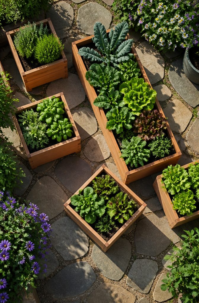 A standard cedar planter box with dimensions displayed.