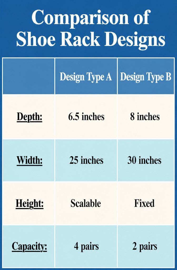 How to Build a DIY Narrow Shoe Rack: 12 Ideas for Tight Spaces 15 A comparison of shoe rack designs showcasing different sizes.