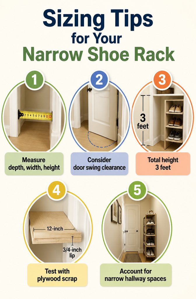 How to Build a DIY Narrow Shoe Rack: 12 Ideas for Tight Spaces 14 A measuring tape laid out next to a door frame for sizing.